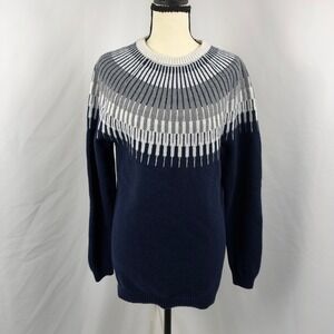 Icewear Minna Merino Wool Blend Sweater Women Medium Navy Grey White